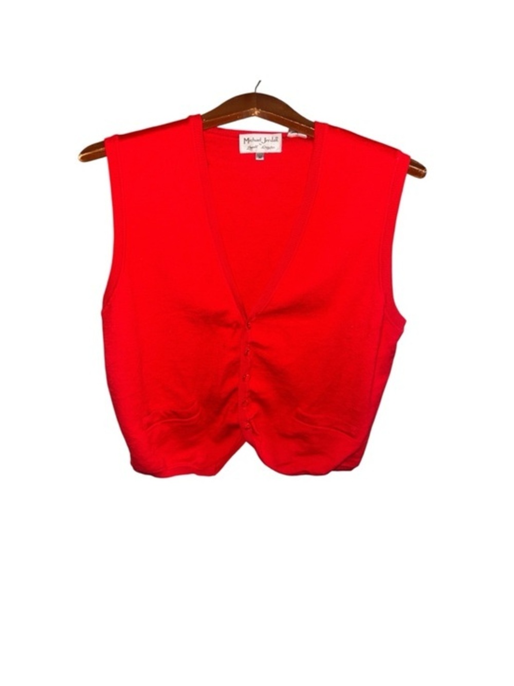 Vintage Michael Jordan by Lowell Dreyfus Red Button-Front Medium Sweater Vest